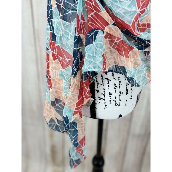 BCBG GENERATION Cami Top Size XS Sea Coral Combo Geometric Print Semi Sheer - Picture 3 of 9